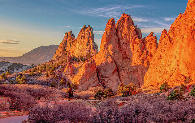 Spring Photograph - Dawn's Early Light In Garden Of The Gods by Marcy Wielfaert