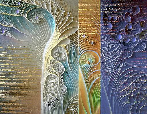 Abstract Wall Art featuring the digital art Day And Night Abstract by Eris And AI