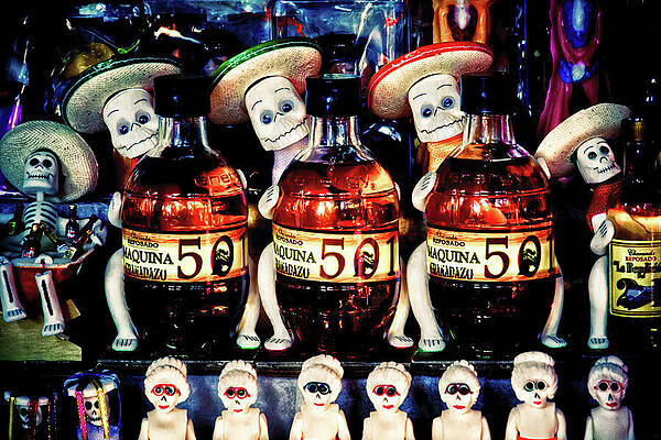 Mexico Wall Art featuring the photograph Day Of The Dead Candy And Tequila Display by Tatiana Travelways