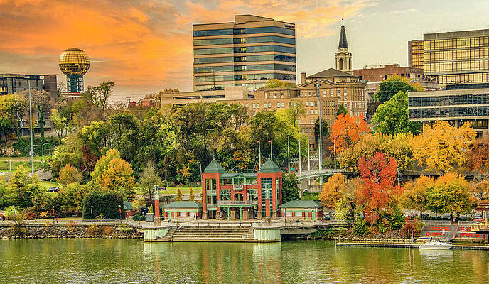 Sunset Photograph - Days End At Volunteer Landing, Knoxville by Marcy Wielfaert