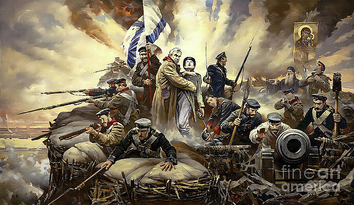 Historical Wall Art featuring the painting Defense Of Sevastopol - The Crimean War Of 1853 by Antonios Valamontes