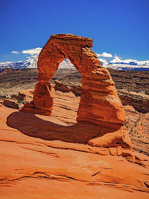 Landscape Photograph - Delicate Arch And Blue Sky, Utah - Horizontal by Abbie Warnock