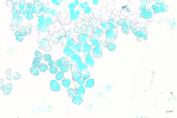Delicate Blue Leaves Cascade Digital Art
