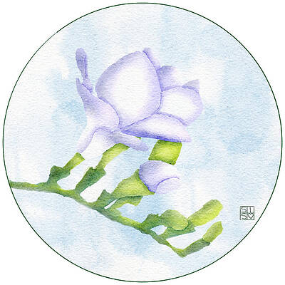 Flower Wall Art featuring the digital art Delicate Freesia by Snow Iris Studio