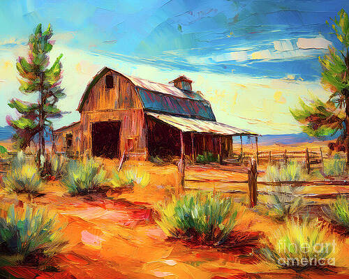 Summer Digital Art - Desert Barn by Macro Abundance