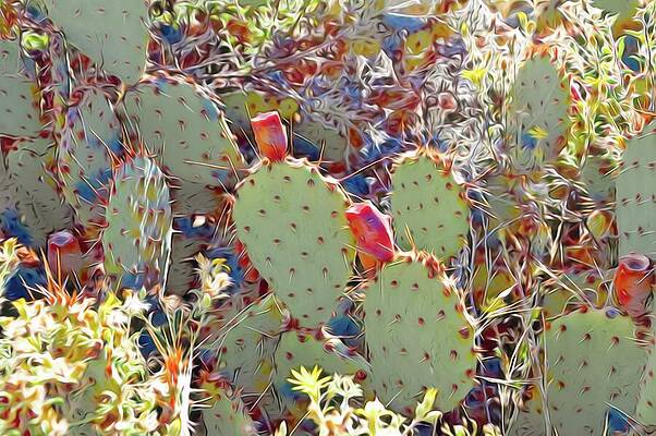 Wall Art featuring the digital art Desert Cactus by Rebecca Herranen