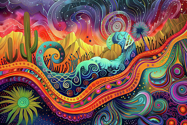 Vibrant Wall Art featuring the digital art Desertscape 1 by Ron Weathers