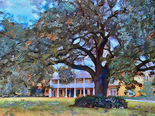 Louisiana Wall Art featuring the painting Destrahan Plantation by Gary Arnold