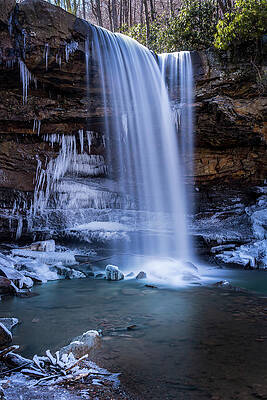 Beautiful Photograph - Detail Of Cucumber Falls In The Ohiopyle State Park In Winter by Steven Heap