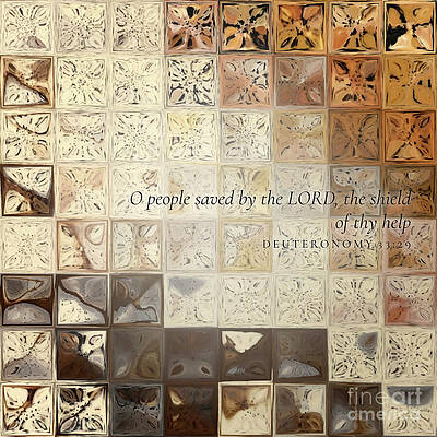 Wall Art featuring the painting Deuteronomy 33 29 Square Christian Art, The Shield Of Thy Help by Mark Lawrence