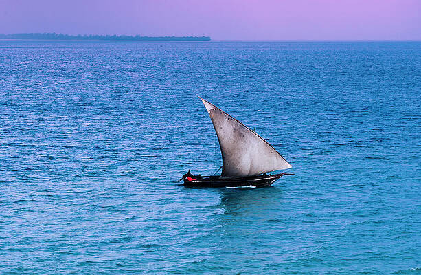 Tanzania Wall Art featuring the photograph Dhow Sailing Stone Town Port Zanzibar Tanzania Circa 2004 3528-1 by Neptune Ivy