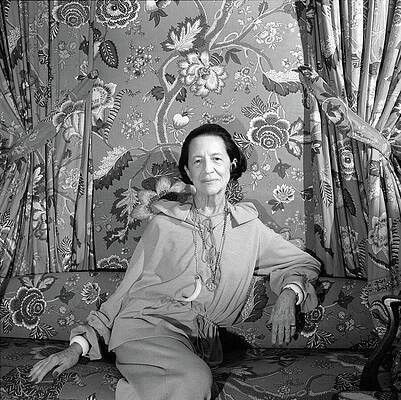 Pattern Wall Art featuring the photograph Diana Vreeland With Floral Wallpaper by Cecil Beaton