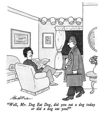 Curtain Drawing - Did A Dog Eat You? by JB Handelsman