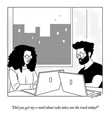 Remote Wall Art featuring the drawing Did You Get My Email? by Everett S Glenn