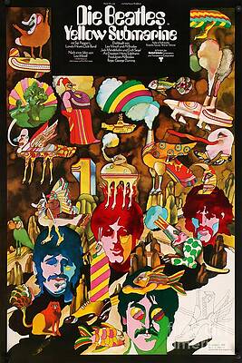 The Beatles Wall Art featuring the digital art Die Beatles Yellow Submarine - 1968 No 2 by Antonios Valamontes
