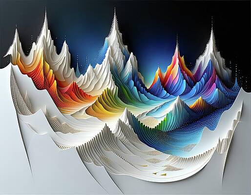 Colorful Abstract Mountain Landscape Wall Art