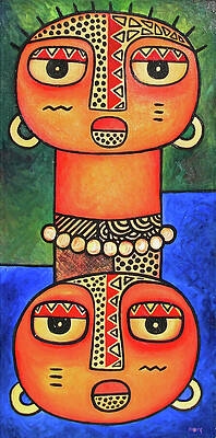 Wall Art featuring the painting Dinka Girls by Elisha Ongere