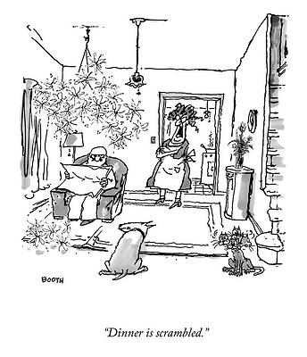 Cooking Drawing - Dinner Is Scrambled by George Booth