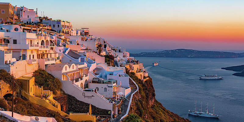 Wall Art featuring the photograph Dinner Santorini Greece by Tommy Farnsworth