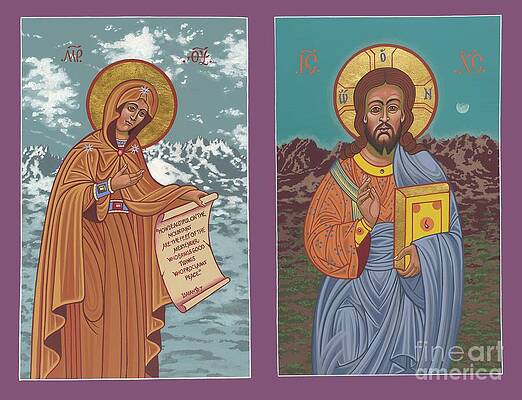 Book Wall Art featuring the painting Diptych Of Our Lady And Our Savior Of Las Cruces by William Hart McNichols