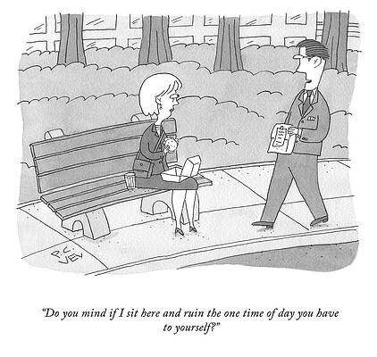 Alone Drawing - Do You Mind If I Sit Here? by Peter C Vey