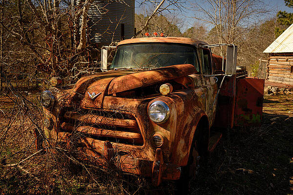 Abandoned Rusty Truck in Forest Photograph