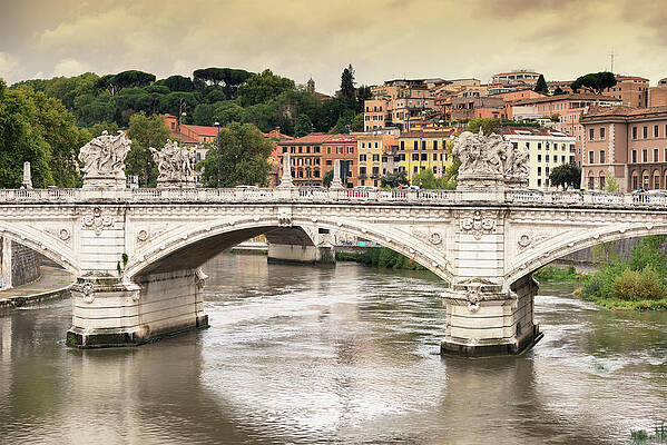 Sunset Wall Art featuring the photograph Dolce Vita Rome Collection - City Of Bridge At Sunset by Philippe HUGONNARD