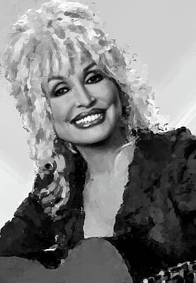 Black And White Digital Art - Dolly Parton - If You Had Not Been There BW by Gradify Creations