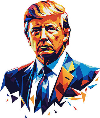 Vibrant Wall Art featuring the digital art Donald Trump In WPAP Pop Art by Vector Artnesia