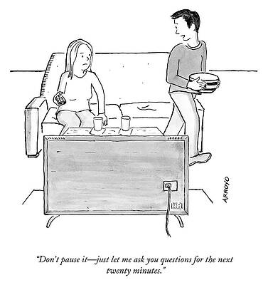 Tv Wall Art featuring the drawing Don't Pause It by Jose Arroyo