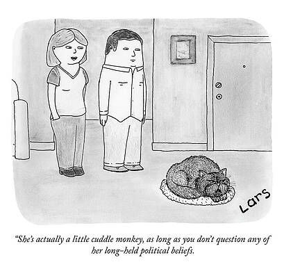 Couple Discussing the Cat's Politics Drawing