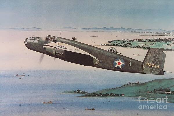 Historical Wall Art featuring the mixed media Doolittles Tokyo Raid - Watercolour by Antonios Valamontes