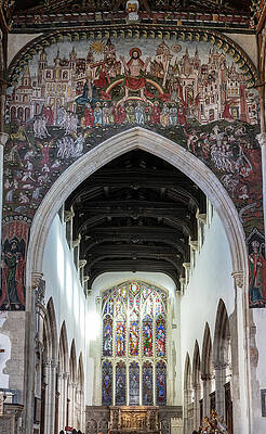 Historic Church Interior with Mural Wall Art