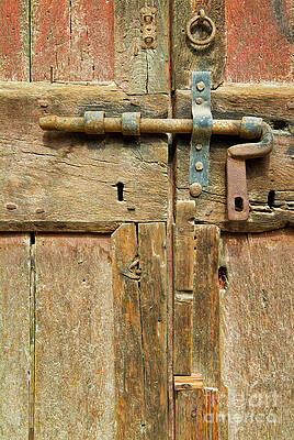 Wall Art featuring the photograph Door Bolt Detail, Tuscany, Italy by Neale And Judith Clark
