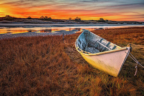 Maine Wall Art featuring the photograph Dory On The Marsh by Jeff Sinon