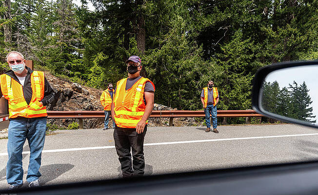 State Route 20 Photograph - DOT Workers At SR 20 Reopen by Tom Cochran
