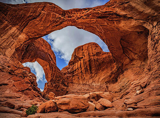 Landscape Photograph - Double Arch And Boulders, Utah by Abbie Warnock