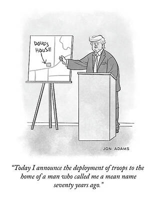 Cartoon of Man at Podium Wall Art