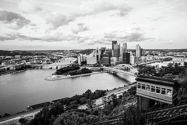 Sky Wall Art featuring the photograph Downtown Pittsburgh Black And White by Steve Templeton