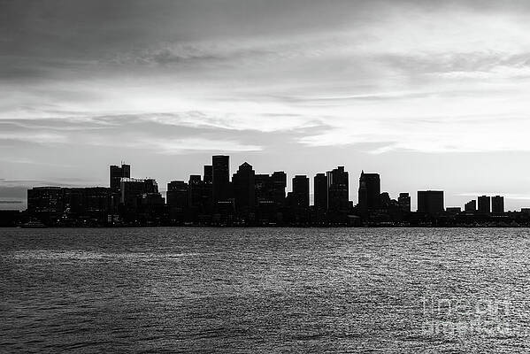 Wall Art featuring the photograph Downtown Boston City Skyline Black And White by Paul Velgos