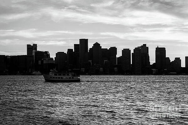 Wall Art featuring the photograph Downtown Boston City Skyline Black And White Picture by Paul Velgos