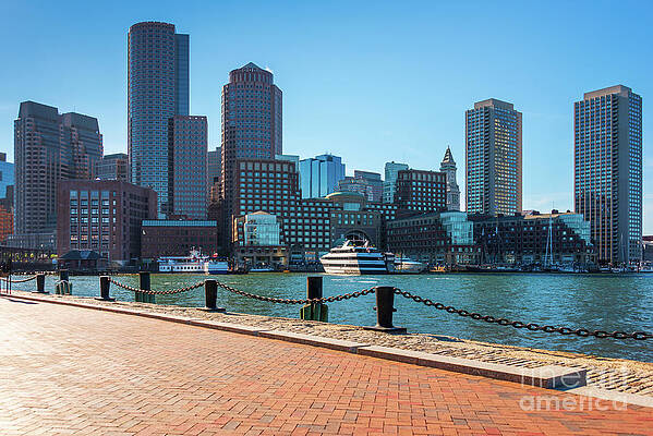 Wall Art featuring the photograph Downtown Boston Skyline And Harborwalk Photo by Paul Velgos