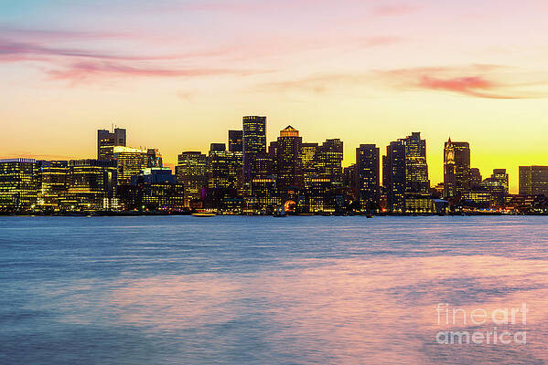 Wall Art featuring the photograph Downtown Boston Skyline At Sunset by Paul Velgos