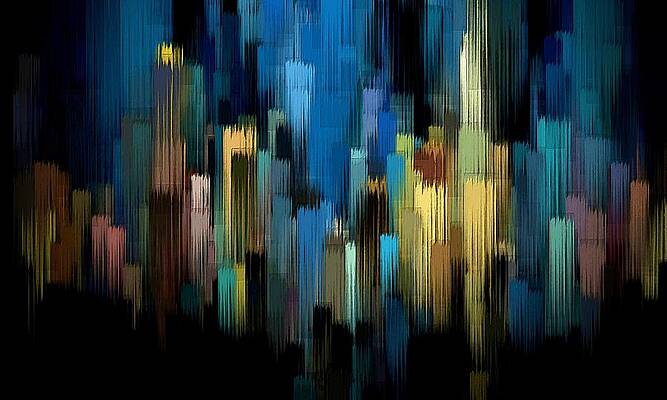 Geometric Digital Art - Downtown Brush by David Manlove