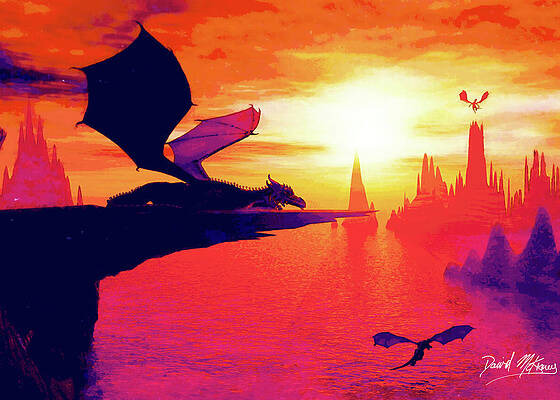 Wall Art featuring the digital art Dragon Fantasy Art 1 by David McKinney