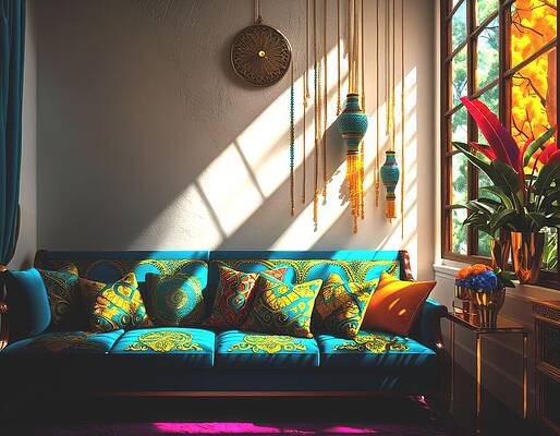 Colorful Digital Art - Dragon Room by Eris And AI