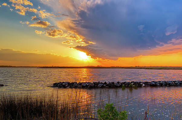 Cloud Wall Art featuring the photograph Dramatic Back Bay Sunset by Donna Twiford