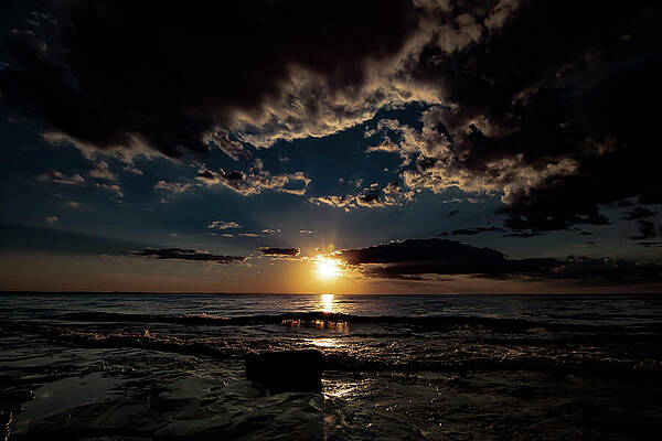 Michigan Photograph - Dramatic Lake Superior Sunset by Vi Ray