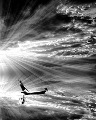 Fisherman in a Dreamlike Landscape Photograph