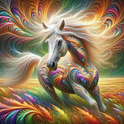 Digital Art - Dreamweaver Steed Of The Enchanted Prairie by Bill and Linda Tiepelman